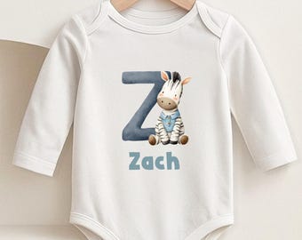 Camiseta infantil con nombre personalizado de animales, body con iniciales personalizadas, sudadera infantil con nombre de animales en acuarela para niños pequeños