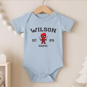 Little Deadpool Bodysuit, Wade Wilson Infant Tee, MCU Superhero Sweatshirt, Baby Marvel Shirts image 1