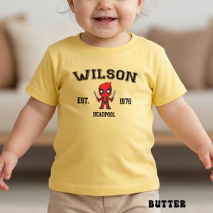 Little Deadpool Bodysuit, Wade Wilson Infant Tee, MCU Superhero Sweatshirt, Baby Marvel Shirts image 3