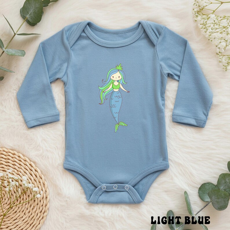 Camiseta infantil de sirena colorida, body de manga larga de la Sirenita, sudadera para niños pequeños imagen 3