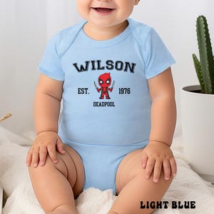 Little Deadpool Bodysuit, Wade Wilson Infant Tee, MCU Superhero Sweatshirt, Baby Marvel Shirts image 9