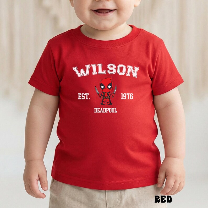 Little Deadpool Bodysuit, Wade Wilson Infant Tee, MCU Superhero Sweatshirt, Baby Marvel Shirts image 15