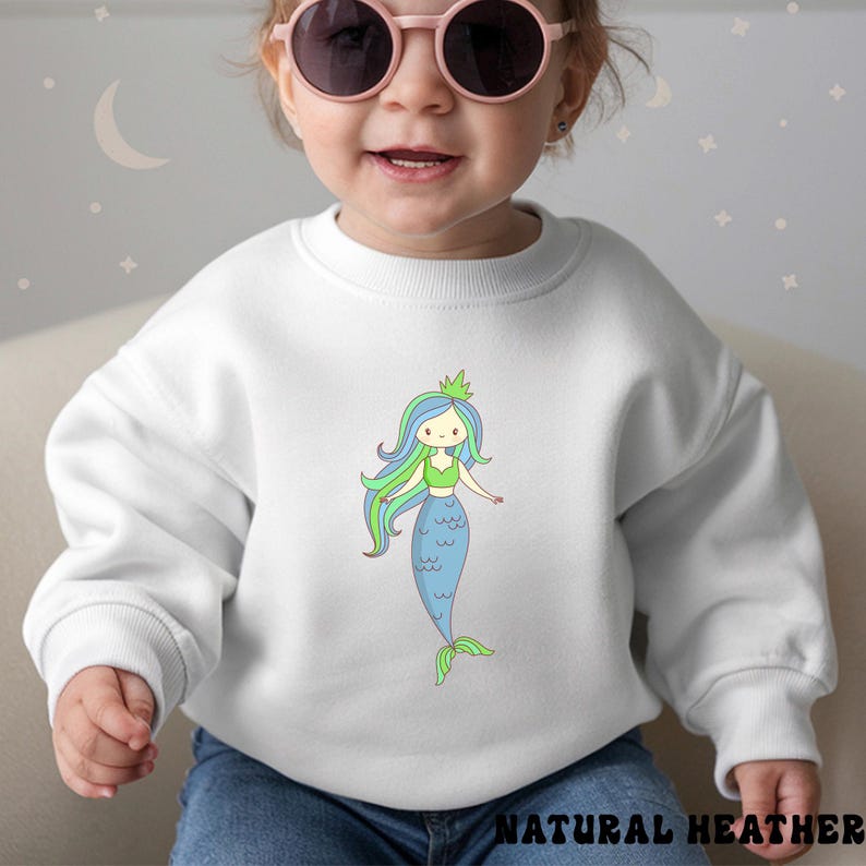 Camiseta infantil de sirena colorida, body de manga larga de la Sirenita, sudadera para niños pequeños imagen 12