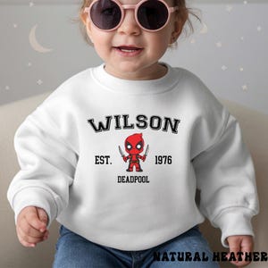 Little Deadpool Bodysuit, Wade Wilson Infant Tee, MCU Superhero Sweatshirt, Baby Marvel Shirts image 8