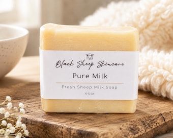 Jabón en barra de leche de oveja pura / Cuidado de la piel hidratante suave y natural