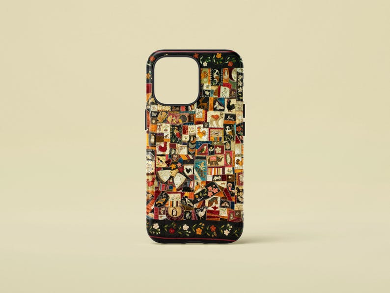 Elizabeth Marvin Crazy Quilt With Animals Phone Case: Patchwork Folk ...