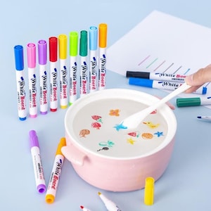 12-Color Water Floating Pen Set, Sensory Bath Art Markers (Kids Craft Gift)