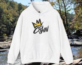 CRWN Graffiti Hoodie | White CRWN/I Dont O You Shhhhh Script Hooded Sweatshirt