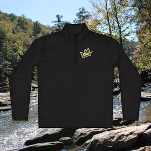 CRWN Crown Logo Quarter-Zip Pullover | QR Code Back