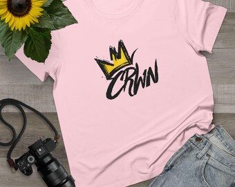Womens CRWN Logo Tee | CRWN Graphic T-Shirt, QR Code Back Print