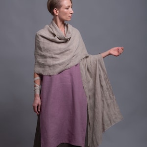 Meditation Prayer Shawl Wrap Wide, Extra Long Linen Scarf image 1