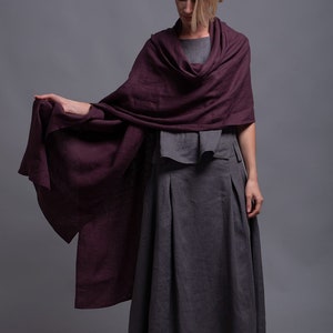 Chal de lino, bufanda ancha extralarga de lino natural para hombres y mujeres, manta ritual extragrande, manta unisex para retiros, accesorio de moda sostenible