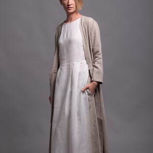 Outfit - 3 pieces - pure linen- Long Jacket HENK + Long Skirt AIRA + Tunic Dress NERO, Custom flax linen women clothing, medieval costume