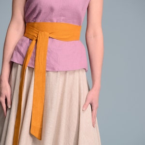 Simple Linen Belt in Various Colors, Wrap Belt, Waist Tie Belt, Custom Size Women&#39;s Flax Linen Clothing Plus size