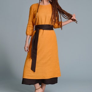 Custom Size Linen Dress NIKA with belt