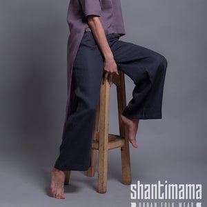 Gray Linen Pants BORA, Women Loose Linen Trousers, Wide Leg, Long, Maxi, Black, White, Navy Blue, Custom made linen pants XS-XL, 31 colors image 1