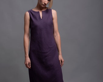 Linen Dress ALICE, Linen Dresses for Women, Maxi Length Sleeveless Casual Minimalist Purple Long Flax Everyday Day Dress, linen clothing