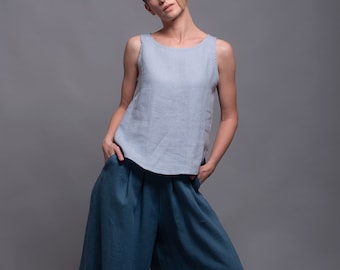 Linen Tank Top MAHA Sleeveless Summer Blouse Shirt Tee Women, Petite - Plus Size, Modern linen clothes