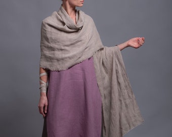 Meditation Prayer Shawl Wrap | Wide, Extra Long Linen Scarf