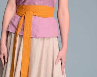 Simple Linen Belt in Various Colors, Wrap Belt, Waist Tie Belt, Custom Size Women&#39;s Flax Linen Clothing Plus size