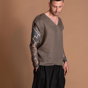 Leichtes Leinen Tank Top YATIR - Männer ärmelloses Shirt