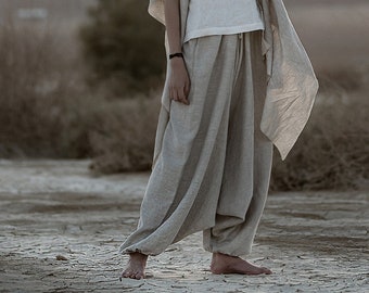 Drop Crotch Flax Pants || Gender Neutral Adult Clothes || Desert Hues: Agender Linen Collection