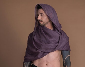 Gauze Linen Loop Tube Scarf - Unisex, For Man or Woman