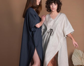 Lightweight Linen Caftan Dress VERA | Perfect Lunge Dress Or Beach Wear