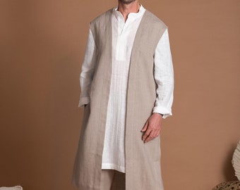 Long Linen Vest for Men ARYE | Men's Linen Fashion | Alternative Wedding Clothes