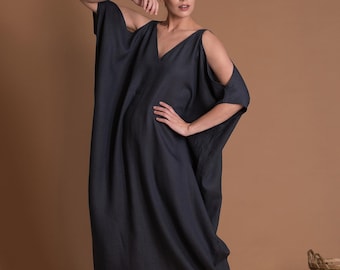 Oversize Linen Caftan Dress MAON With Open Back