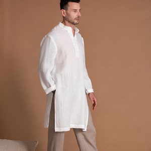 Long Linen Shirt For Men PAVEL With Long Sleeves | Flax Linen Clothing For Men