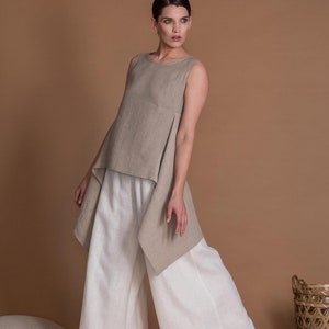 Asymmetric High Low Hem Linen Tunic ORLY For Women image 1