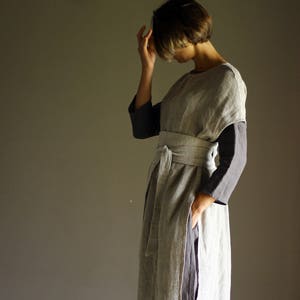 Linen Obi Belt MARU, High Waisted Wide Wrap Belt, Womens Sash in natural linen color, Waist Tie Fabric Belt, Japanese Kimono Belt Plus Size image 6