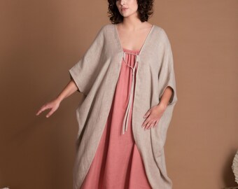 Natural Flax Linen Cover Up Jacket NEGEV  - Women's Summer Clothes