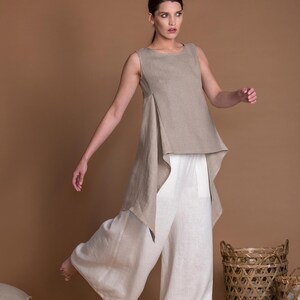 Asymmetric High Low Hem Linen Tunic ORLY For Women image 6