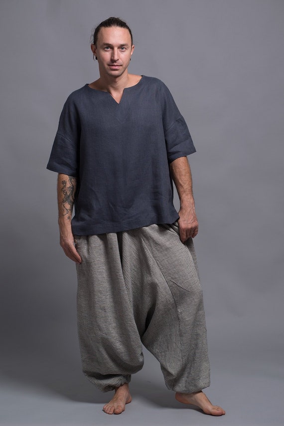 ZIV Linen T shirt for Men Natural Flax Top Loose Summer Shirt Mens Linen Clothing Medieval Shirt Viking Clothes Loungewear Homewear Etsy