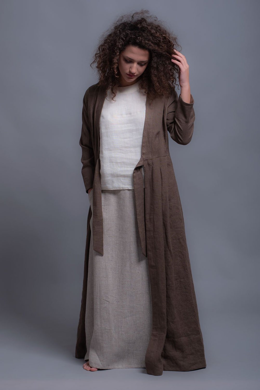 Outfit 3 Pieces Pure Linen Long Jacket HENK Long Skirt - Etsy