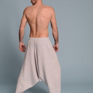 Men's Linen Outfit 2 items Linen Harem Pants & Linen Shirt Petite, Regular, Plus Size, Tall Custom Made Men's Clothes image 7
