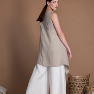 Asymmetric High Low Hem Linen Tunic ORLY For Women image 3