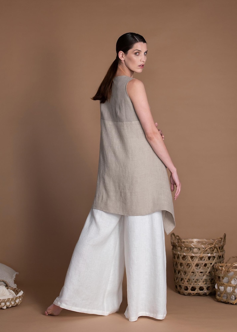 Asymmetric High Low Hem Linen Tunic ORLY For Women image 3