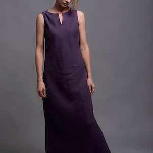 Linen Dress ALICE, Linen Dresses for Women, Maxi Length Sleeveless Casual Minimalist Purple Long Flax Everyday Day Dress, linen clothing
