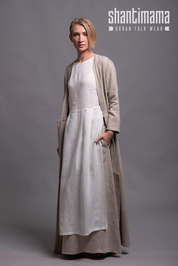 Outfit 3 stuks puur linnen lange jas HENK lange rok AIRA tuniekjurk NERO aangepaste vlaslinnen dameskleding middeleeuws kostuum Etsy Belgie