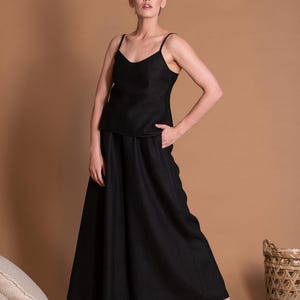 Linen Slip Top in Bias Cut with Spaghetti Straps VERED | Camisole Cami Top