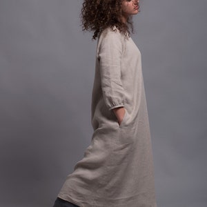 Outfit 3 Pieces Linen Dress NIKA Long Linen Underdress OLA Flax Apron ...