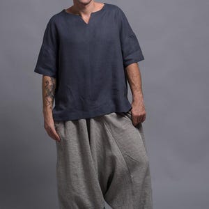 ZIV Linen T-Shirt for Men, Natural Flax Top, Loose Summer Shirt, Mens Linen Clothing, Medieval Shirt, Viking clothes, Loungewear, Homewear