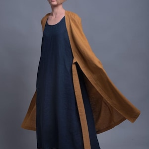 Linen Outfit | 2 Items | Kimono Dress & Sleeveless Maxi Dress | Petite, Tall, Plus Size Linen | Made To Measure Flax Clothing for Women