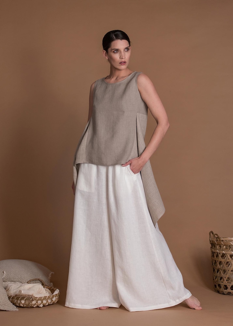 Asymmetric High Low Hem Linen Tunic ORLY For Women image 2