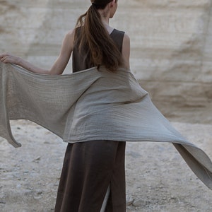 Generous Linen Shawl Wrap | Wide Long Flax Wrap | Boho Gold Silver Wedding Shawl | Linen Bridesmaid Shawl | Softened | Rustic Wedding shawl