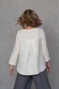 Linen Blouse ROSE—Relaxed Fit Top with Back Pleat & 3/4 Sleeves and High-Low Hem | Custom-made Linen Clothes for Women product logo