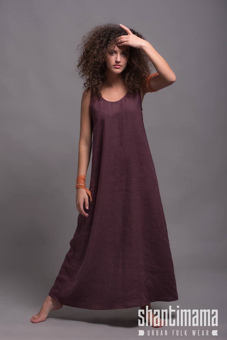 Long linen tank dress